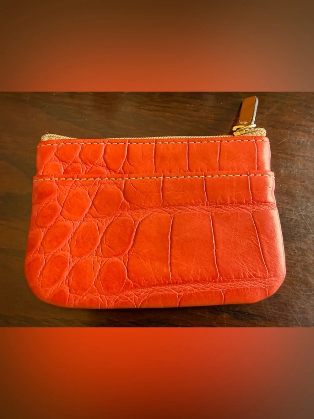Dooney & Bourke Red Croc-Embossed Leather Key & Card Holder